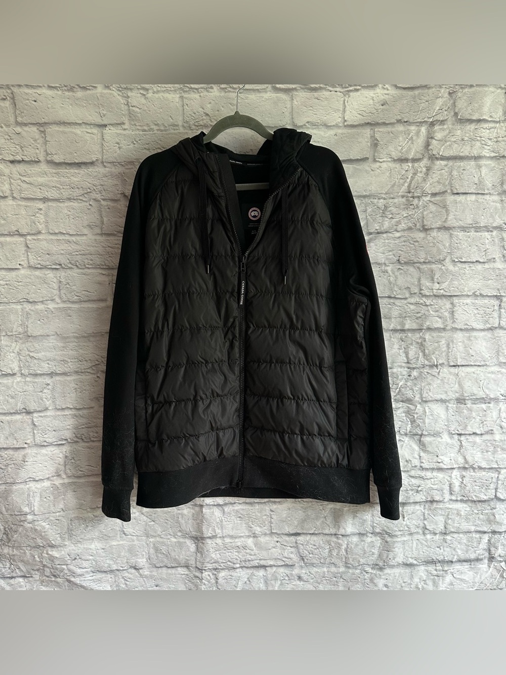 PREOWNED CANADA GOOSE HYBRIDGE HURON FULL ZIP HOODIE JACKET MENS XL BLACK